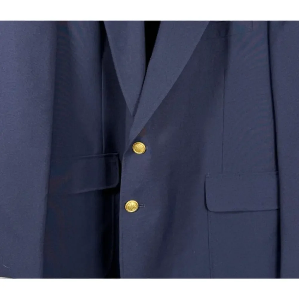 VTG David Taylor 46S Navy Blue Hopsack Gold Button Blazer Preppy Ivy Old Money
